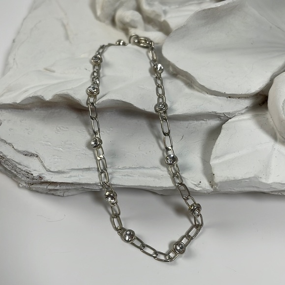 Silver Tone Chain with Crystals Ankle Bracelet - Picture 10 of 10
